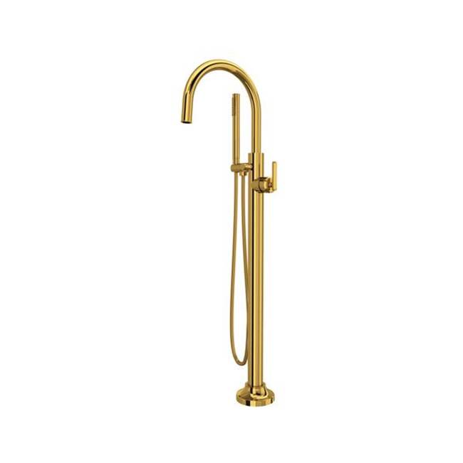 Rohl - ApothecaryE Single Hole Floor Mount Tub Filler Trim - Unlacquered Brass