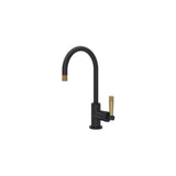 Rohl - Graceline Bar/Food Prep Kitchen Faucet With C-Spout - Matte Black With Antique Gold