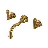 Rohl - EdwardianE Wall Mount Lavatory Faucet Trim With Column Spout - Unlacquered Brass