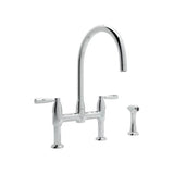 Rohl - HolbornE Bridge Kitchen Faucet With C-Spout and Side Spray - Polished Chrome