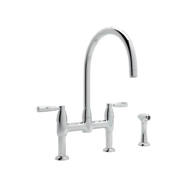 Rohl - HolbornE Bridge Kitchen Faucet With C-Spout and Side Spray - Polished Chrome
