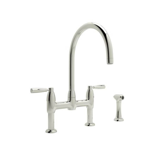 Rohl - HolbornE Bridge Kitchen Faucet With C-Spout and Side Spray - Polished Nickel