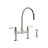 Rohl - HolbornE Bridge Kitchen Faucet With C-Spout and Side Spray - Satin Nickel