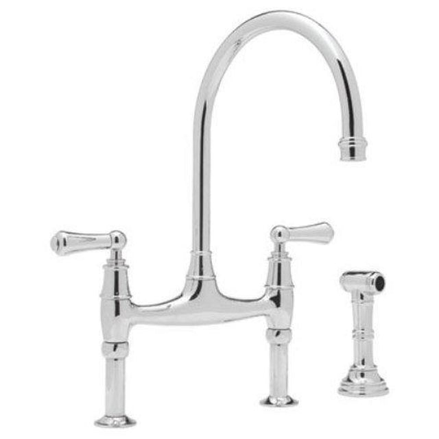 Rohl - Georgian EraE Bridge Kitchen Faucet With Side Spray - Polished Chrome