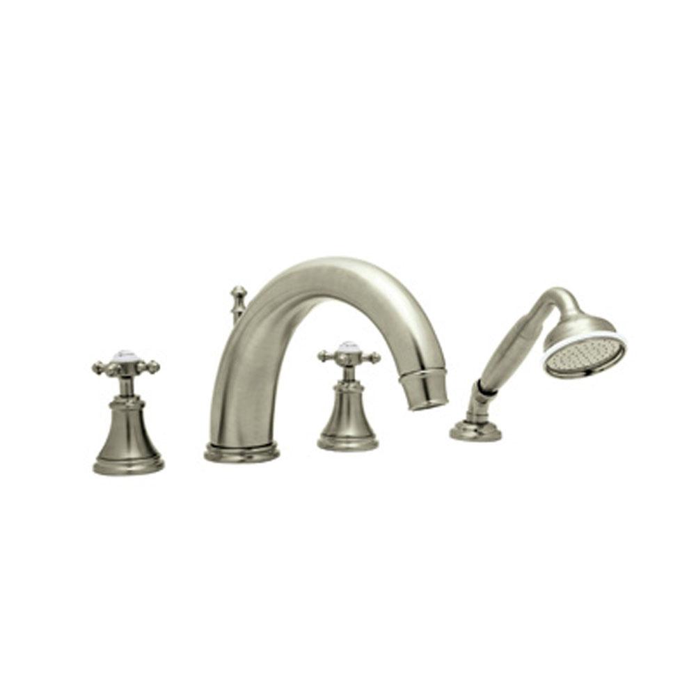 Rohl - Georgian EraE 4-Hole Deck Mount Tub Filler With C-Spout - Satin Nickel