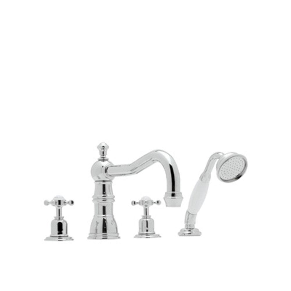 Rohl - EdwardianE 4-Hole Deck Mount Tub Filler With Column Spout - Polished Chrome