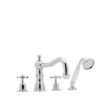 Rohl - EdwardianE 4-Hole Deck Mount Tub Filler With Column Spout - Polished Chrome