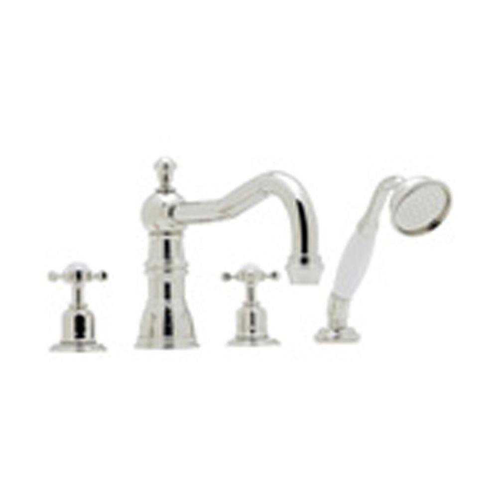 Rohl - EdwardianE 4-Hole Deck Mount Tub Filler With Column Spout - English Bronze