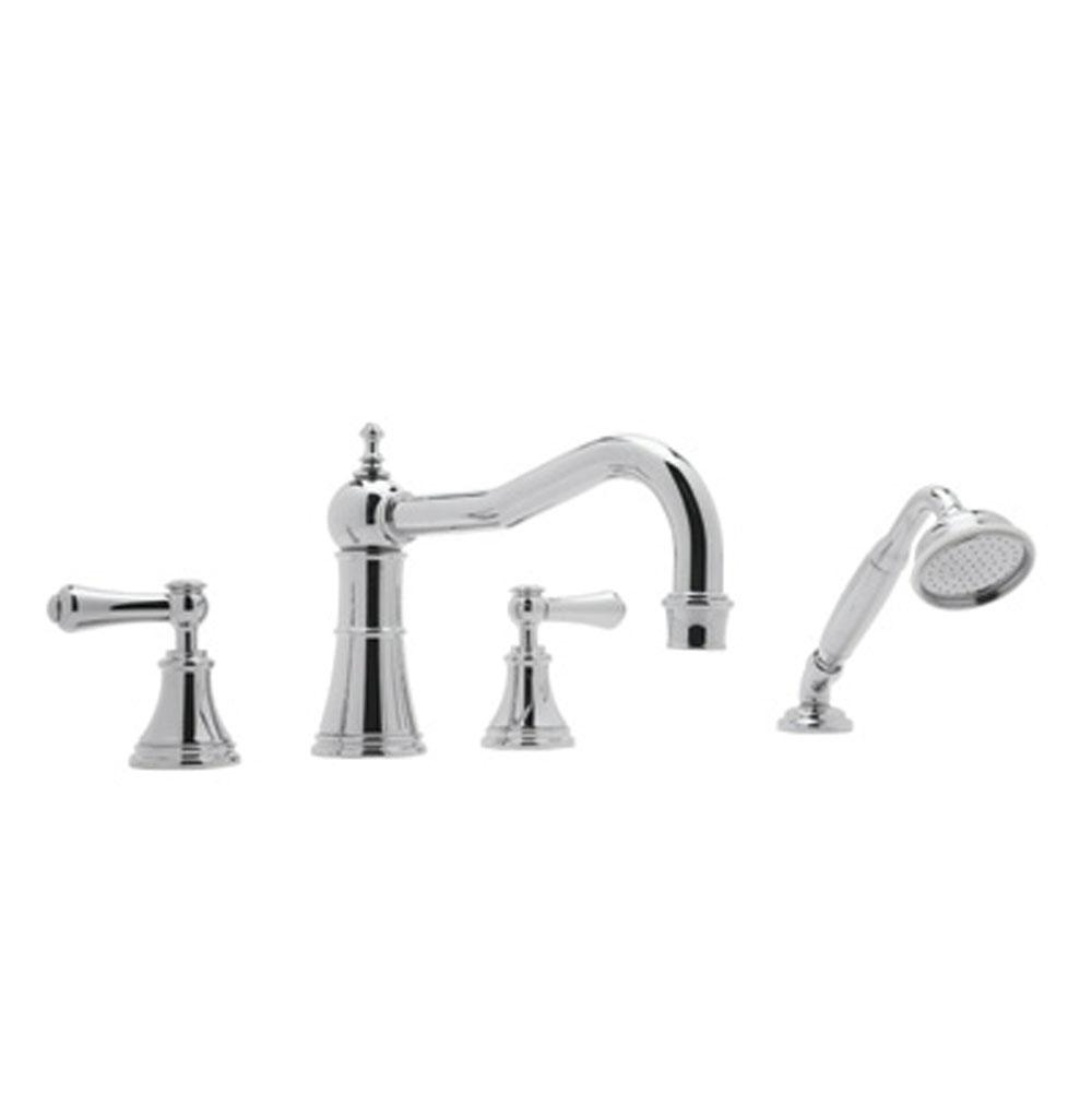 Rohl - Georgian EraE 4-Hole Deck Mount Tub Filler With Column Spout - Polished Chrome