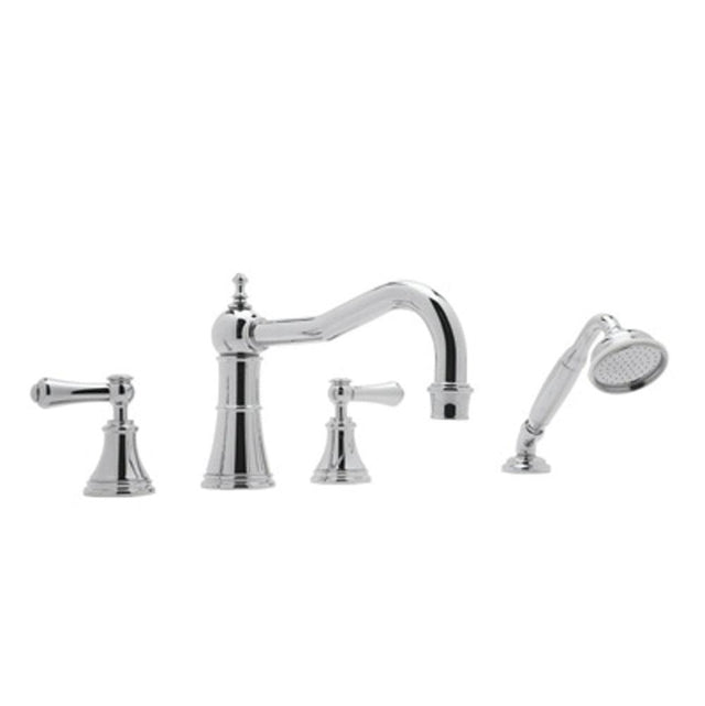 Rohl - Georgian EraE 4-Hole Deck Mount Tub Filler With Column Spout - Polished Chrome