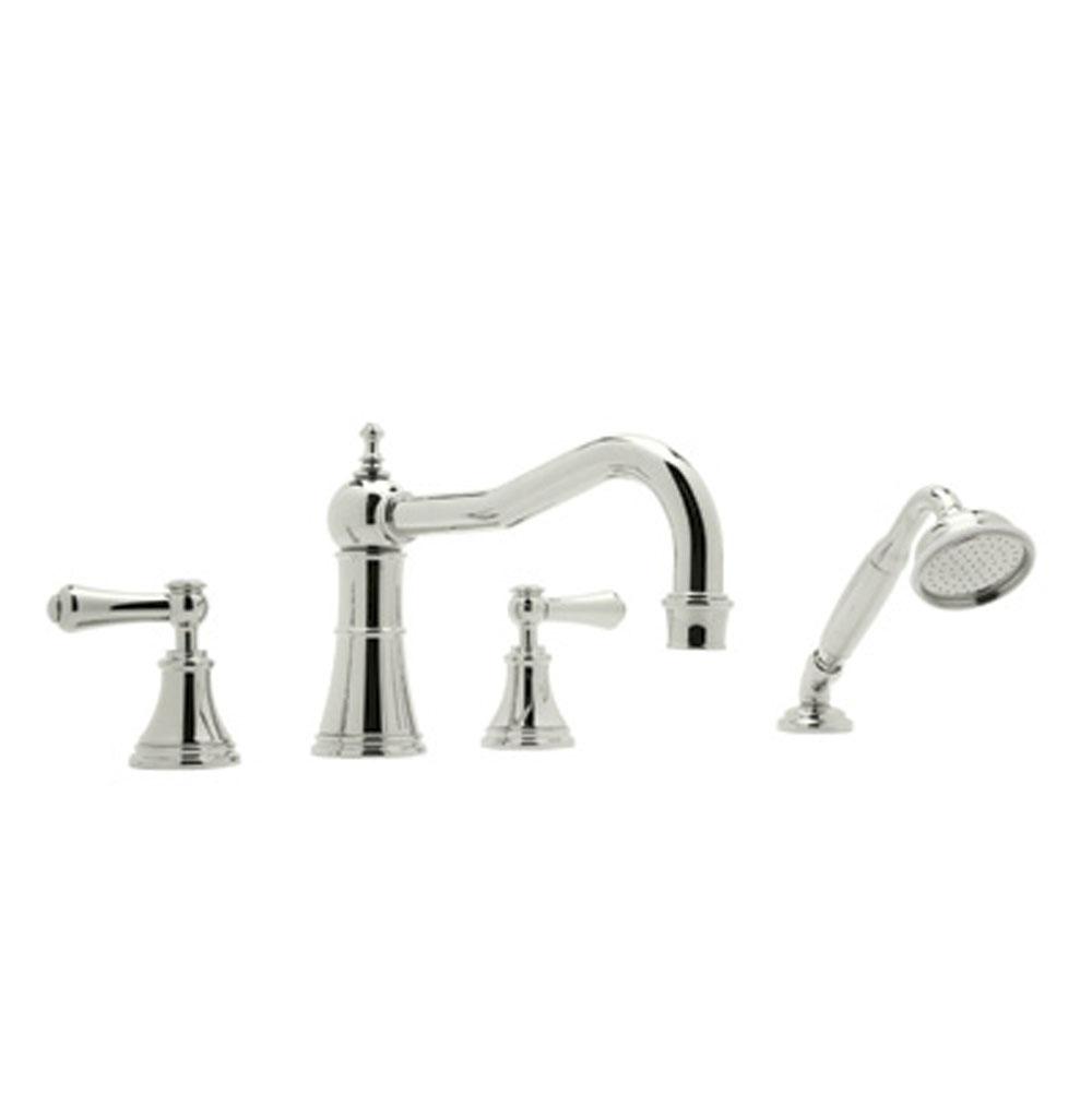 Rohl - Georgian EraE 4-Hole Deck Mount Tub Filler With Column Spout - Polished Nickel