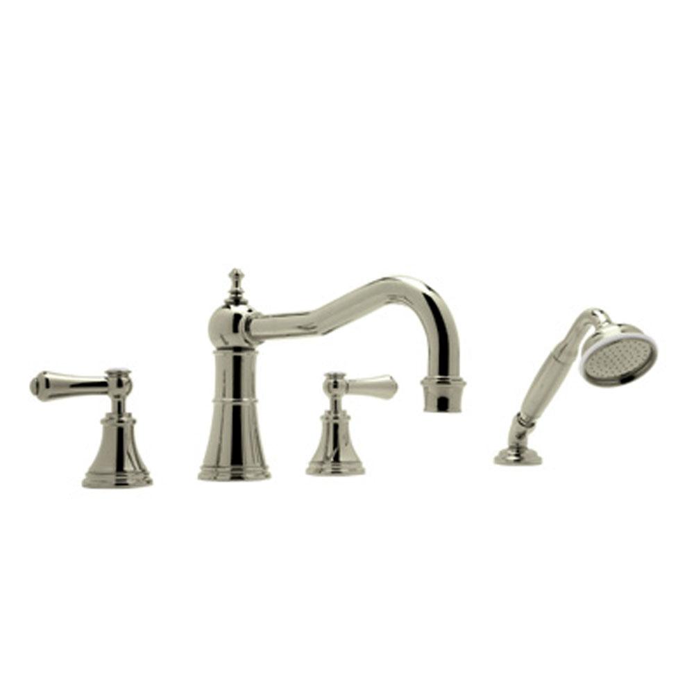 Rohl - Georgian EraE 4-Hole Deck Mount Tub Filler With Column Spout - Satin Nickel
