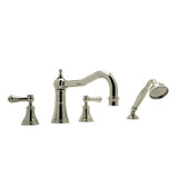 Rohl - Georgian EraE 4-Hole Deck Mount Tub Filler With Column Spout - Satin Nickel