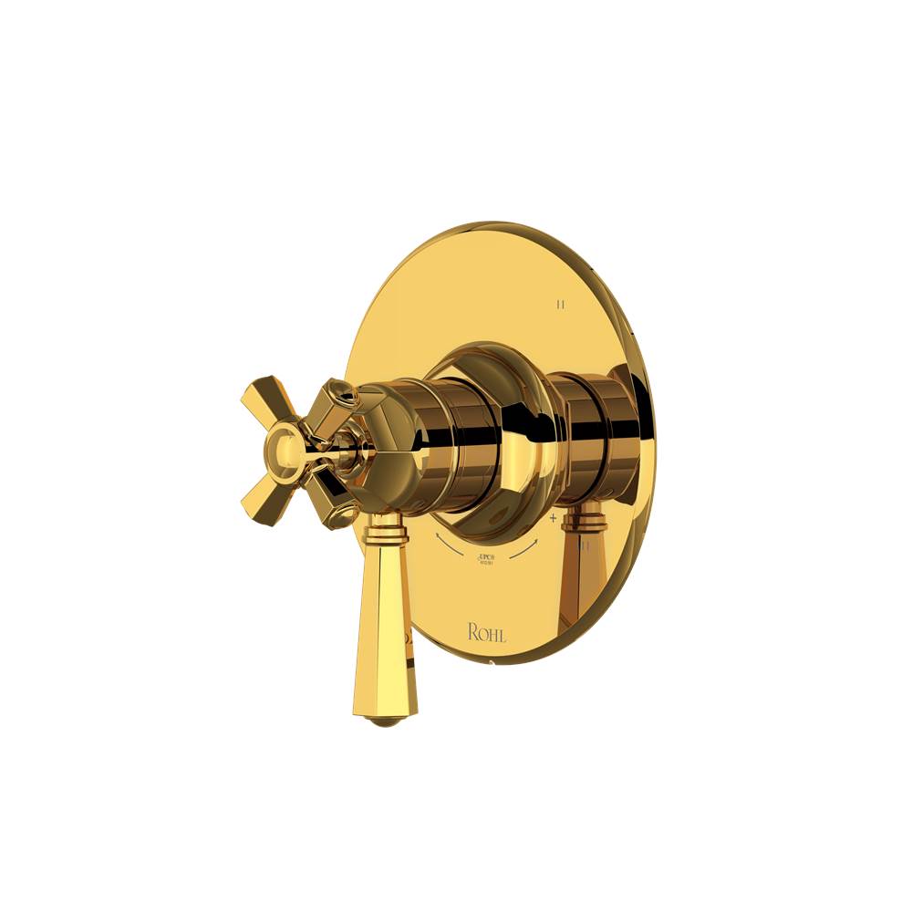 Rohl - 1/2'' Therm & Pressure Balance Trim With 3 Functions - Unlacquered Brass