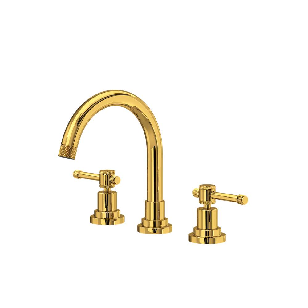 Rohl - CampoE Widespread Lavatory Faucet With C-Spout - Unlacquered Brass
