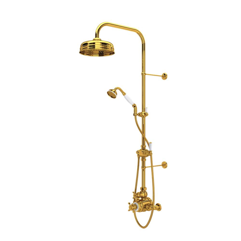 Rohl - EdwardianE 3/4'' Exposed Wall Mount Thermostatic Shower System - Unlacquered Brass