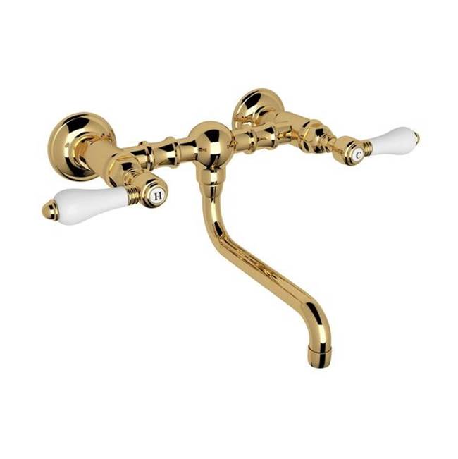 Rohl - Acqui Wall Mount Bridge Lavatory Faucet - Italian Brass
