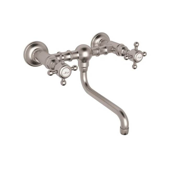 Rohl - Acqui Wall Mount Bridge Lavatory Faucet - Satin Nickel