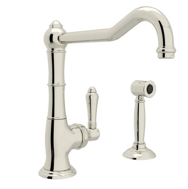 Rohl - Acqui Extended Spout Kitchen Faucet With Side Spray - Polished Nickel
