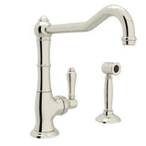 Rohl - Acqui Extended Spout Kitchen Faucet With Side Spray - Polished Nickel