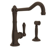 Rohl - Acqui Extended Spout Kitchen Faucet With Side Spray - Tuscan Brass