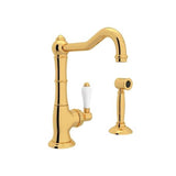 Rohl - Acqui Bar/Food Prep Kitchen Faucet With Side Spray - Italian Brass