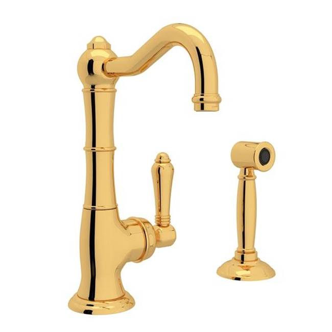 Rohl - Acqui Kitchen Faucet With Side Spray - Italian Brass