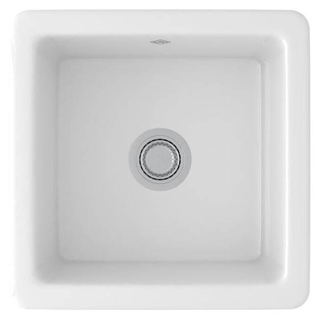 Rohl - LancasterE 18'' Single Bowl Square Fireclay Bar/Food Prep Kitchen Sink - White (WH)
