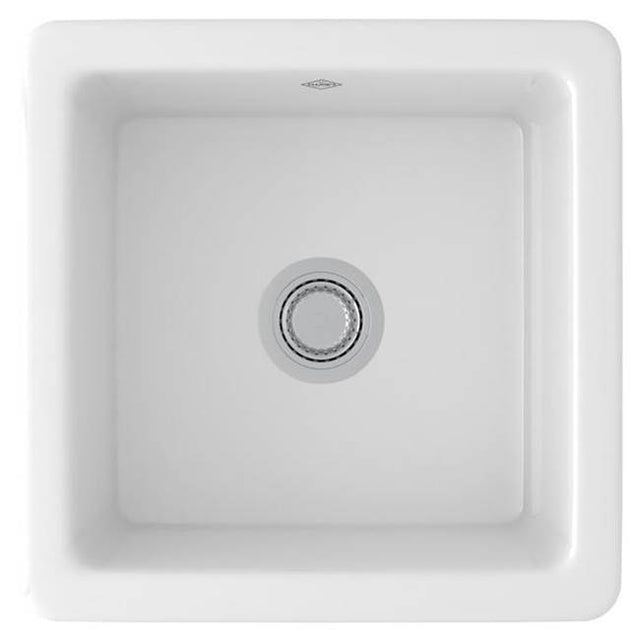 Rohl - LancasterE 18'' Single Bowl Square Fireclay Bar/Food Prep Kitchen Sink - White (WH)