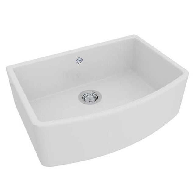 Rohl - WatersideE 30'' Single Bowl Farmhouse Bowed Apron Front Fireclay Kitchen Sink - White (WH)
