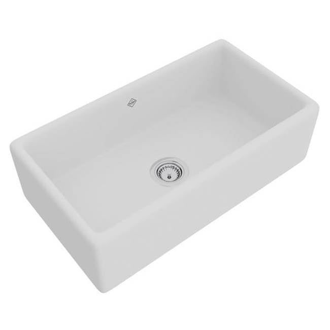 Rohl - LancasterE 33'' Single Bowl Farmhouse Apron Front Fireclay Kitchen Sink - White (WH)