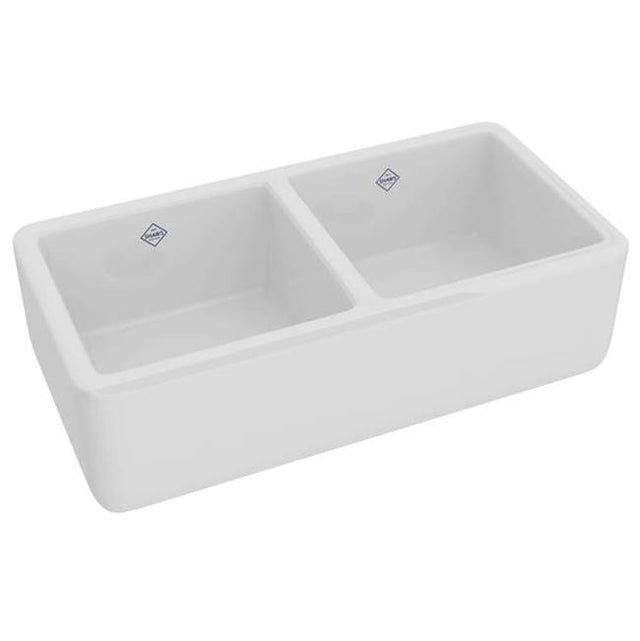 Rohl - LancasterE 37'' Double Bowl Farmhouse Apron Front Fireclay Kitchen Sink - White (WH)