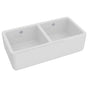 Rohl - LancasterE 37'' Double Bowl Farmhouse Apron Front Fireclay Kitchen Sink - White (WH)
