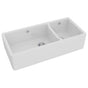 Rohl - LancasterE 40'' Double Bowl Farmhouse Apron Front Fireclay Kitchen Sink - White (WH)