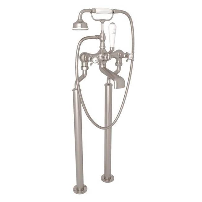 Rohl - Traditional Floor Mount Tub Filler - Satin Nickel