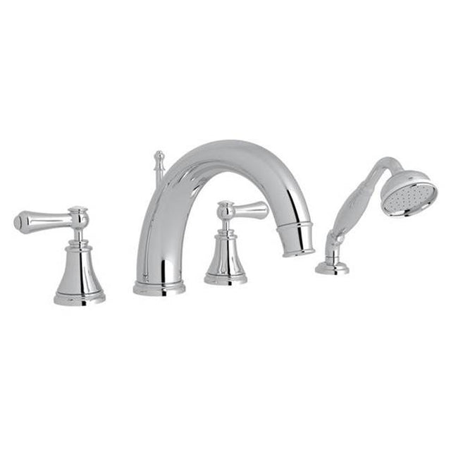 Rohl - Georgian EraE 4-Hole Deck Mount Tub Filler With C-Spout - Polished Chrome