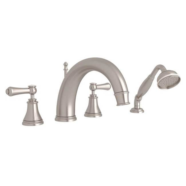 Rohl - Georgian EraE 4-Hole Deck Mount Tub Filler With C-Spout - Satin Nickel