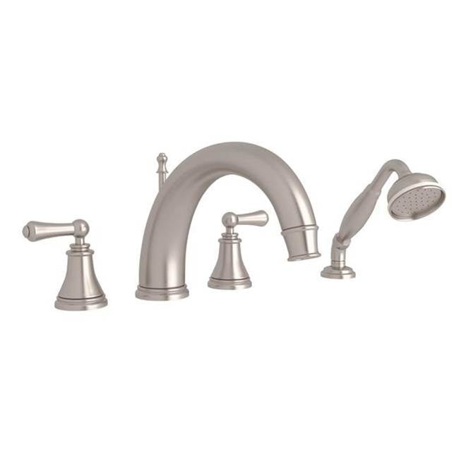 Rohl - Georgian EraE 4-Hole Deck Mount Tub Filler With C-Spout - Satin Nickel