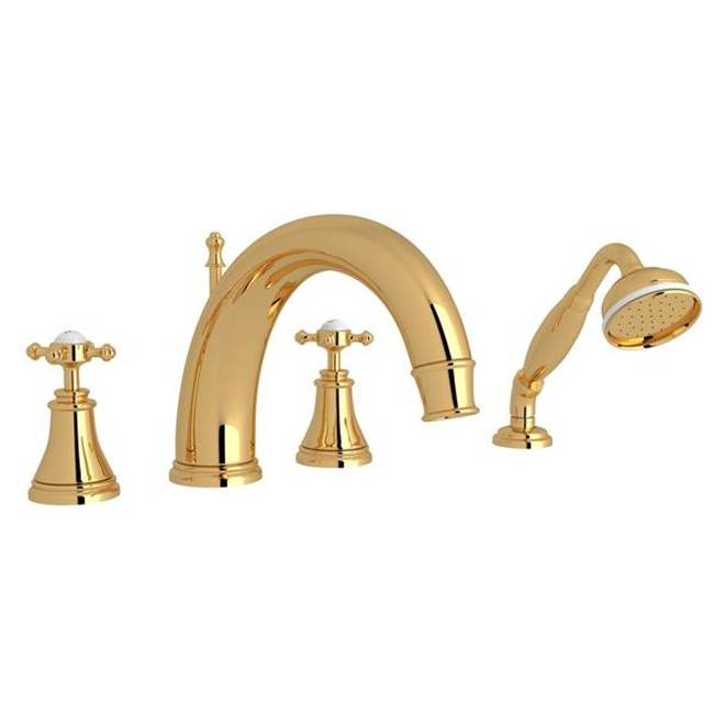 Rohl - Georgian EraE 4-Hole Deck Mount Tub Filler With C-Spout - English Gold