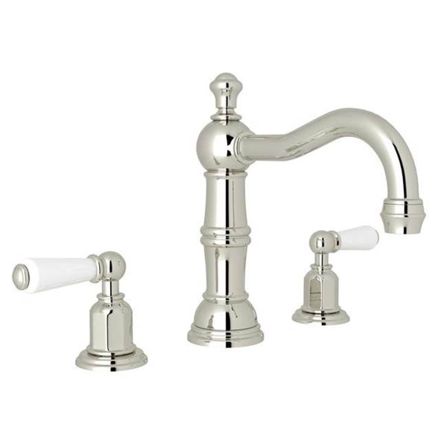 Rohl - EdwardianE Widespread Lavatory Faucet With Column Spout - Polished Nickel
