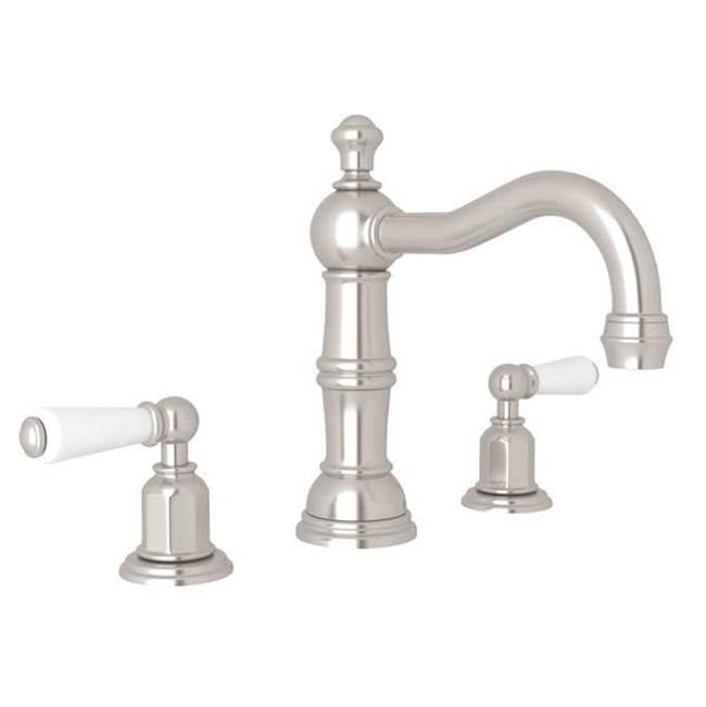 Rohl - EdwardianE Widespread Lavatory Faucet With Column Spout - Satin Nickel