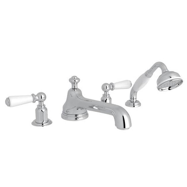 Rohl - EdwardianE 4-Hole Deck Mount Tub Filler With Low Spout - Polished Chrome