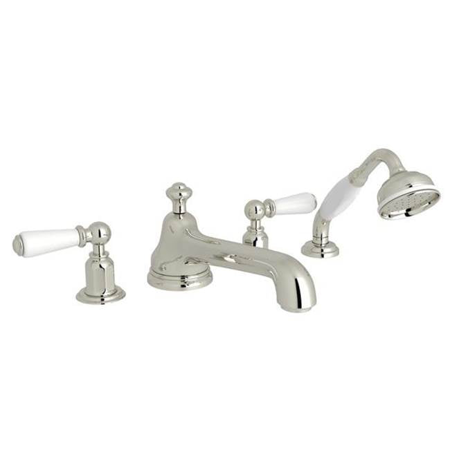 Rohl - EdwardianE 4-Hole Deck Mount Tub Filler With Low Spout - Polished Nickel