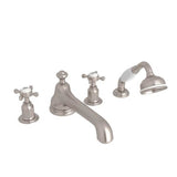 Rohl - EdwardianE 4-Hole Deck Mount Tub Filler With Low Spout - Satin Nickel