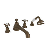 Rohl - EdwardianE 4-Hole Deck Mount Tub Filler With Low Spout - English Bronze