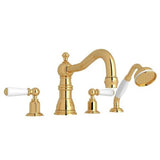 Rohl - EdwardianE 4-Hole Deck Mount Tub Filler With Column Spout - English Gold