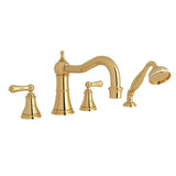 Rohl - Georgian EraE 4-Hole Deck Mount Tub Filler With Column Spout - English Gold
