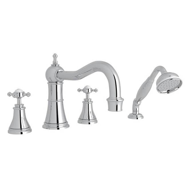 Rohl - Georgian EraE 4-Hole Deck Mount Tub Filler With Column Spout - Polished Chrome