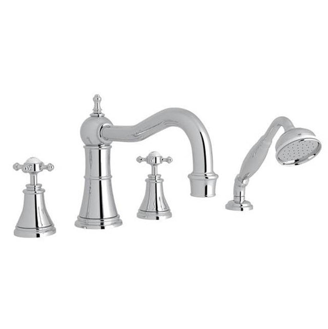 Rohl - Georgian EraE 4-Hole Deck Mount Tub Filler With Column Spout - Polished Chrome