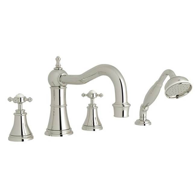 Rohl - Georgian EraE 4-Hole Deck Mount Tub Filler With Column Spout - Polished Nickel
